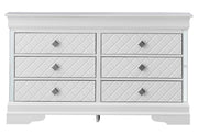 Silver champagne dresser from the Verona collection by Glory Furniture, showcasing sleek design and modern storage features.