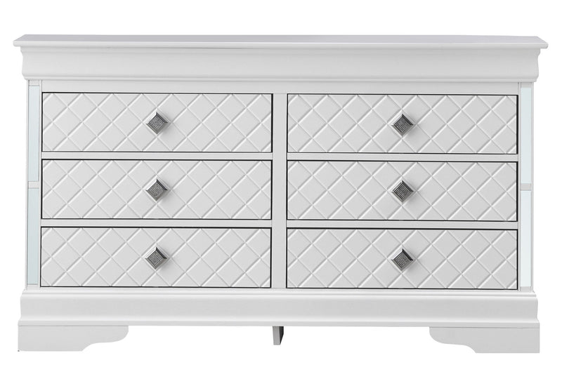 Silver champagne dresser from the Verona collection by Glory Furniture, showcasing sleek design and modern storage features.