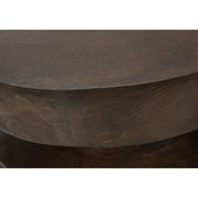 Contemporary round accent table by 8th Street, suitable for indoor and outdoor use, features a sleek modern design with a smooth surface.