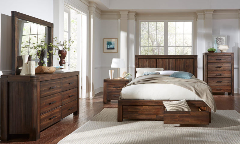 Meadow Two Drawer Solid Wood Nightstand in Brick Brown