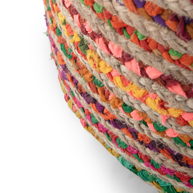 Handcrafted round accent pouf by Simpli-Home, featuring soft fabric and a cozy, stylish design for versatile interior decor.