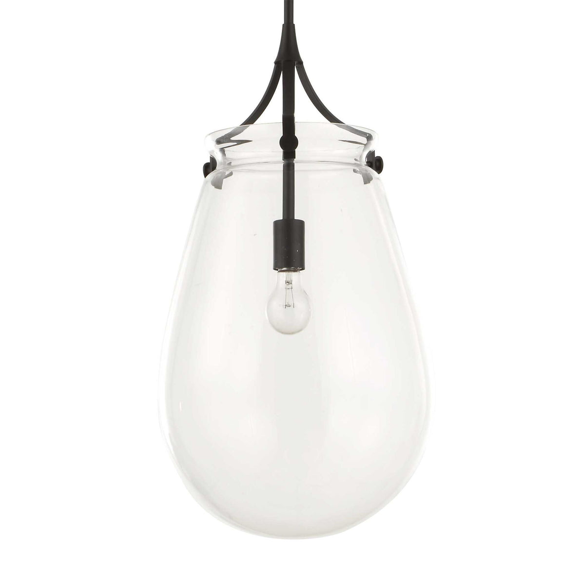 Dewdrop - 1 Light Glass Shade Pendant - Black