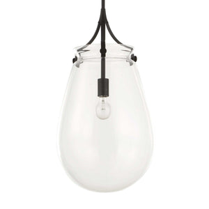 Dewdrop - 1 Light Glass Shade Pendant - Black