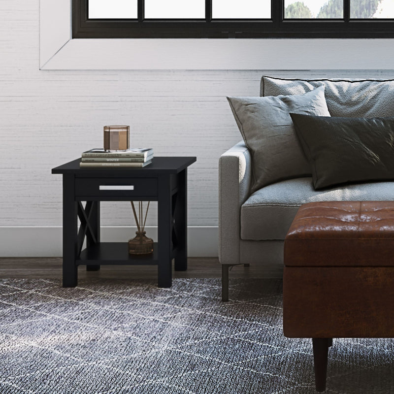 Handcrafted Kitchener console table by Simpli-Home featuring a natural wood finish and simple, elegant design.