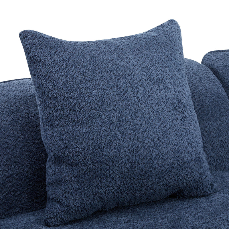 Elegant curved sectional sofa by Noble House with full foam cushions, showcasing a stylish stationary sofa for modern living spaces.