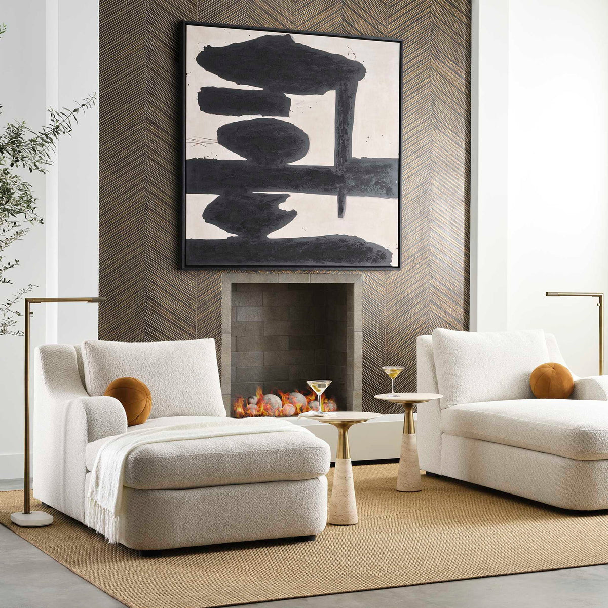Rock On - Framed Canvas - Black / Beige