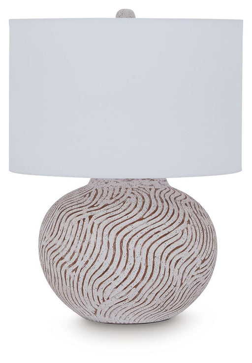 Vien - Terracotta Table Lamp - Distressed White - R&R Furniture Gallery (Fountain Valley, CA)