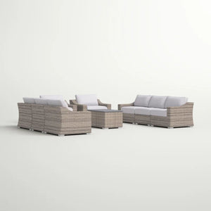 All Weather Wicker 8 Piece Patio Sectional Set With Cushions Modular Design - Gray Mix