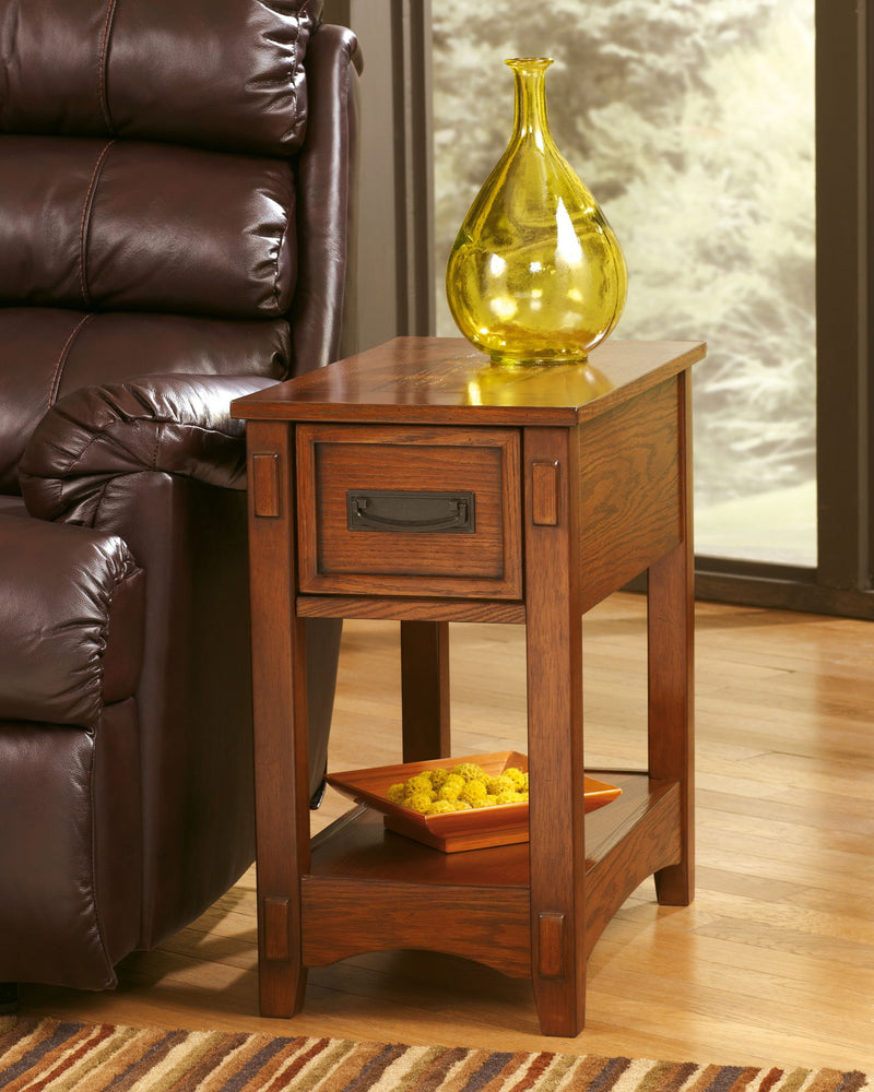 Breegin - Chair Side End Table - 1 Drawer - Brown - R&R Furniture Gallery (Fountain Valley, CA)