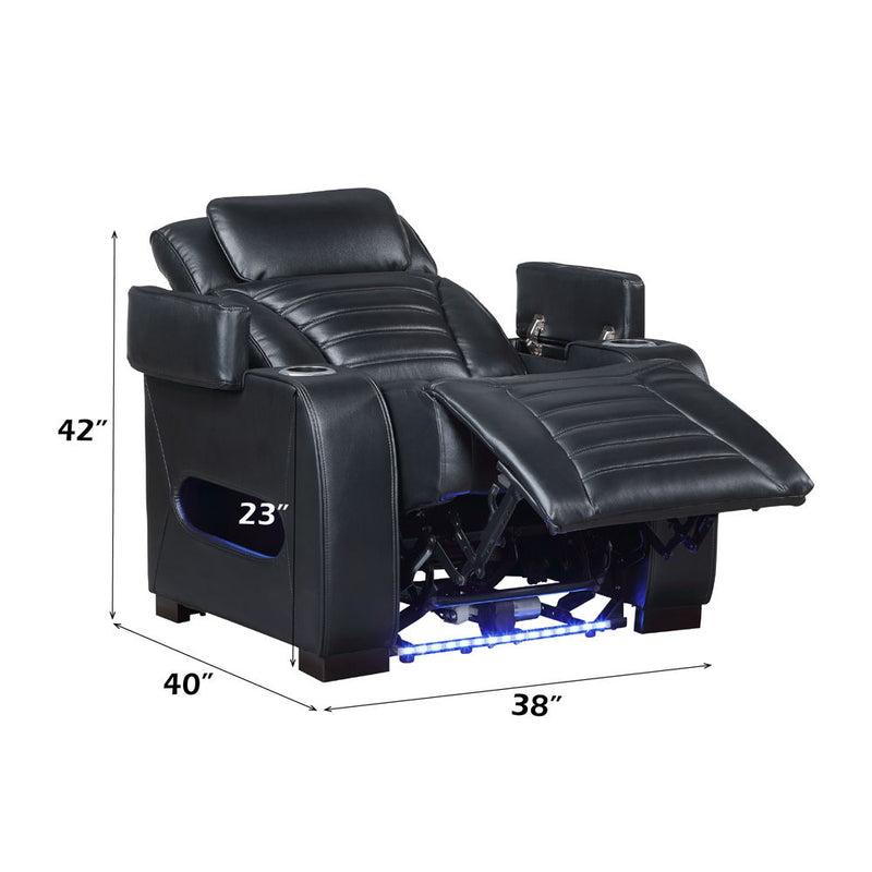 Ephron - Power Motion Recliner With Power Headrest & LED - Black - R&R Furniture Gallery (Fountain Valley, CA)