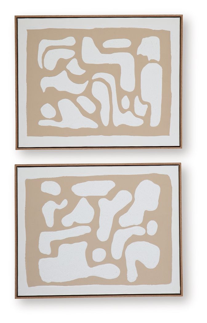 Waldett - Wall Art Set (Set of 2) - Beige / White - R&R Furniture Gallery (Fountain Valley, CA)