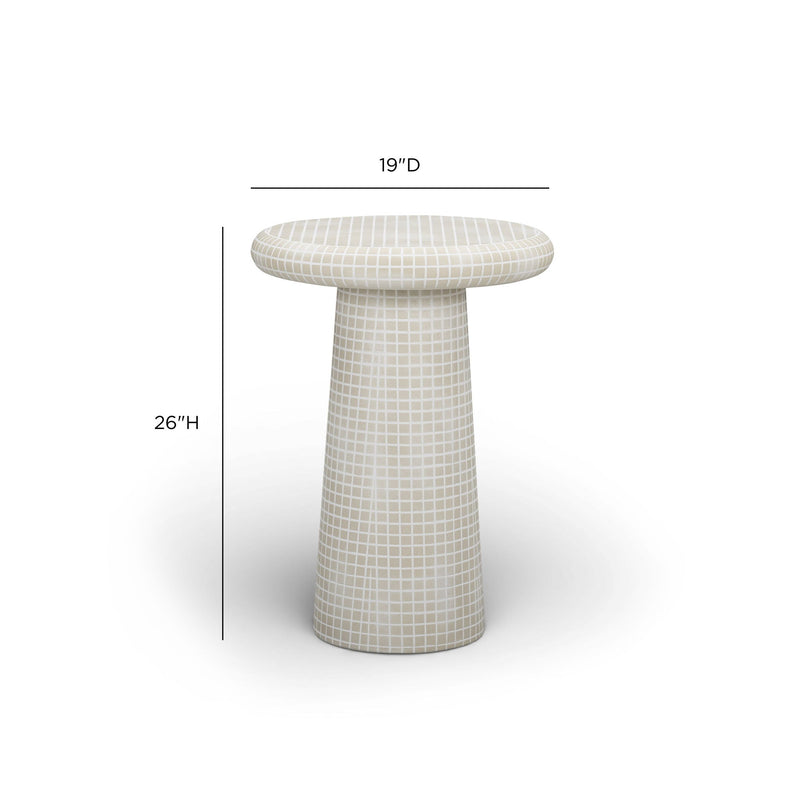 Monica - Tiled Pattern Tall Side Table - Beige