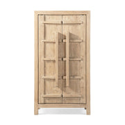 Jennifer Taylor Home Rowan storage cabinet with double doors, natural wood finish, accent furniture for living room or hallway.