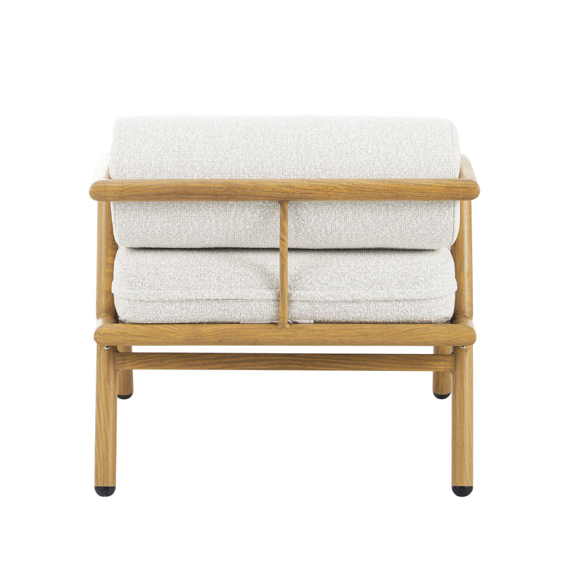 La Fiora - Outdoor Patio Iron Club Chair (Set of 2) - Off White / Teak - R&R Furniture Gallery (Fountain Valley, CA)