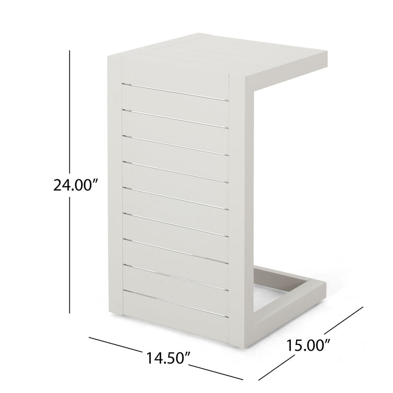 Aluminum Outdoor C - Shaped Side Table For Patio - R&R Furniture Gallery (Fountain Valley, CA)