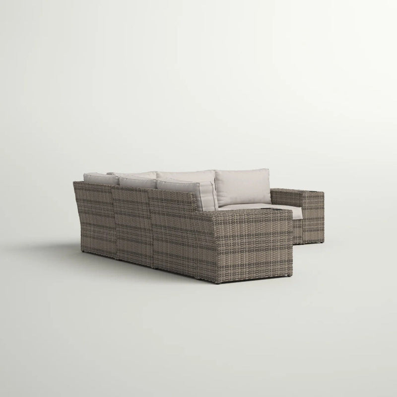 Wide Outdoor Wicker Patio Sectional With Cushions & Reversible Design - Gray - R&R Furniture Gallery (Fountain Valley, CA)