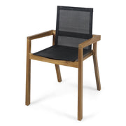 Set of two Noble House Belfast dining chairs with acacia wood frames and cushioned seats, perfect for modern dining rooms.
