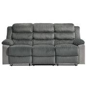 Lesley - Motion Sofa - Gray Corduroy & Velvet - R&R Furniture Gallery (Fountain Valley, CA)