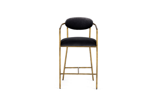 Baird - Modern Grey Velvet + Brass Counter Chair