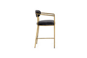 Baird - Modern Grey Velvet + Brass Counter Chair — view 2