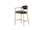 Baird - Modern Grey Velvet + Brass Counter Chair — view 3