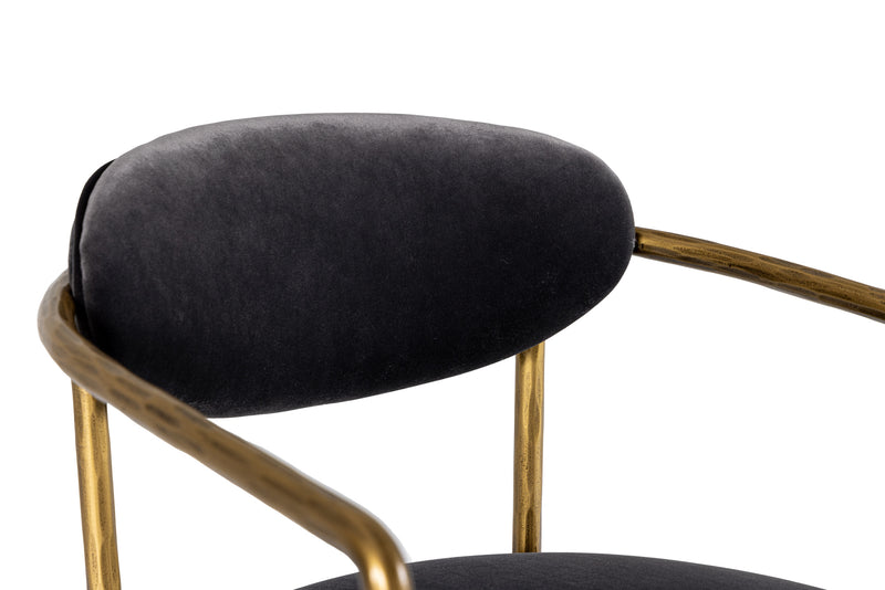 Baird - Modern Grey Velvet + Brass Counter Chair — view 4