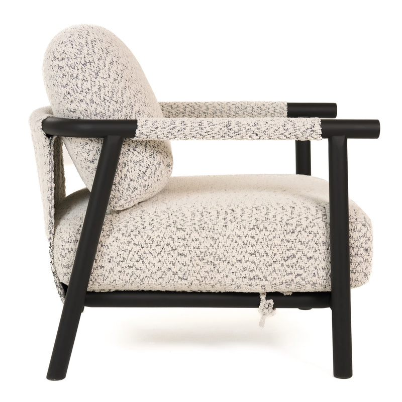 Balko - Modern Grey Fabric + Black Accent Chair — view 3