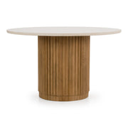 Bambi - Modern Botticino Marble + Mango Round Dining Table — view 3
