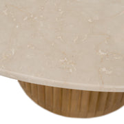 Bambi - Modern Botticino Marble + Mango Round Dining Table — view 5