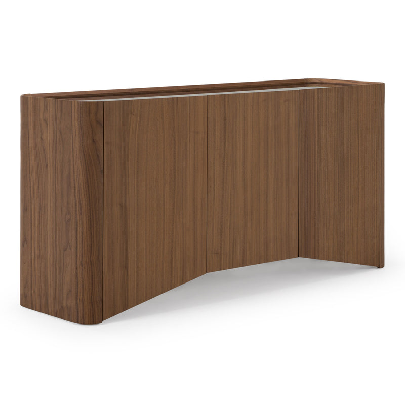Barbon - Modern Black Glass + Walnut Buffet