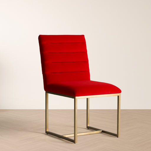 Barker - Modern Bright Orange & Brush Gold Dining Chair (Set of 2)