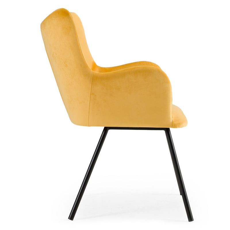 Barrett - Modern Yellow Velvet Dining Chair — view 2