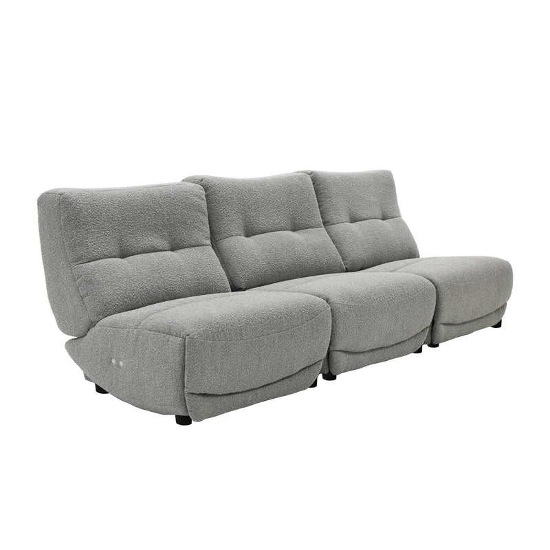Basil - Modern Grey Fabric Small Sofa With 3 Electric Recliners — view 3