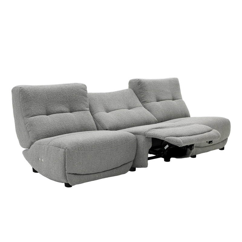 Basil - Modern Grey Fabric Small Sofa With 3 Electric Recliners — view 4