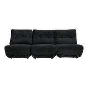 Basil - Modern Black Fabric Large Sofa With 3 Electric Recliners
