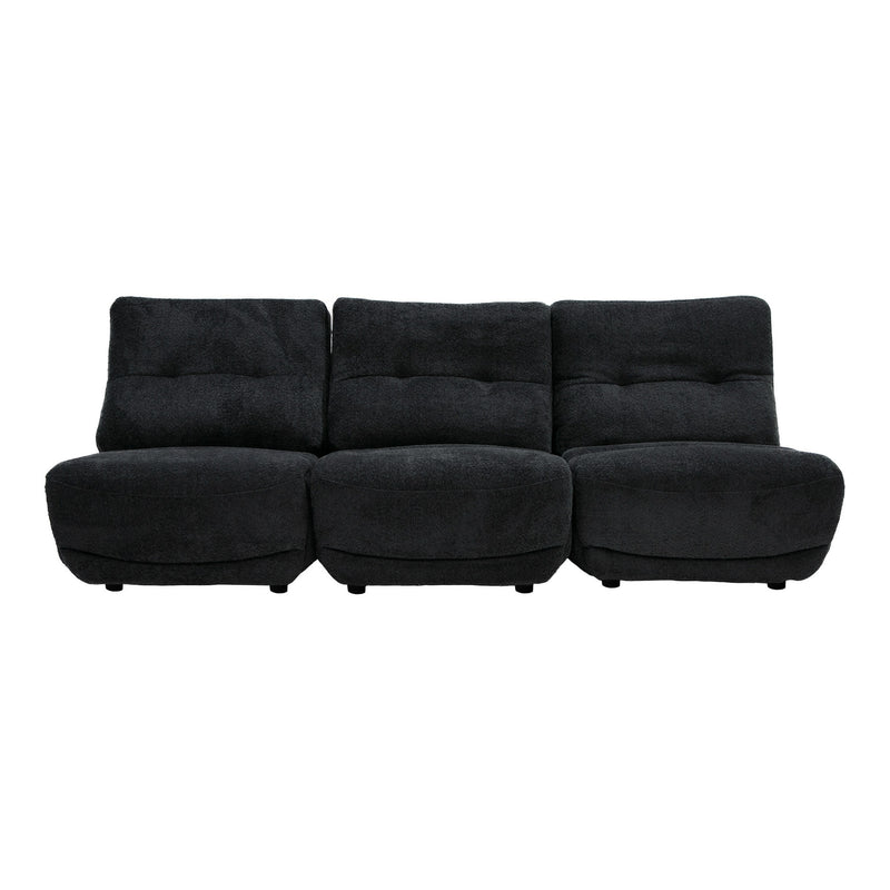 Basil - Modern Black Fabric Large Sofa With 3 Electric Recliners