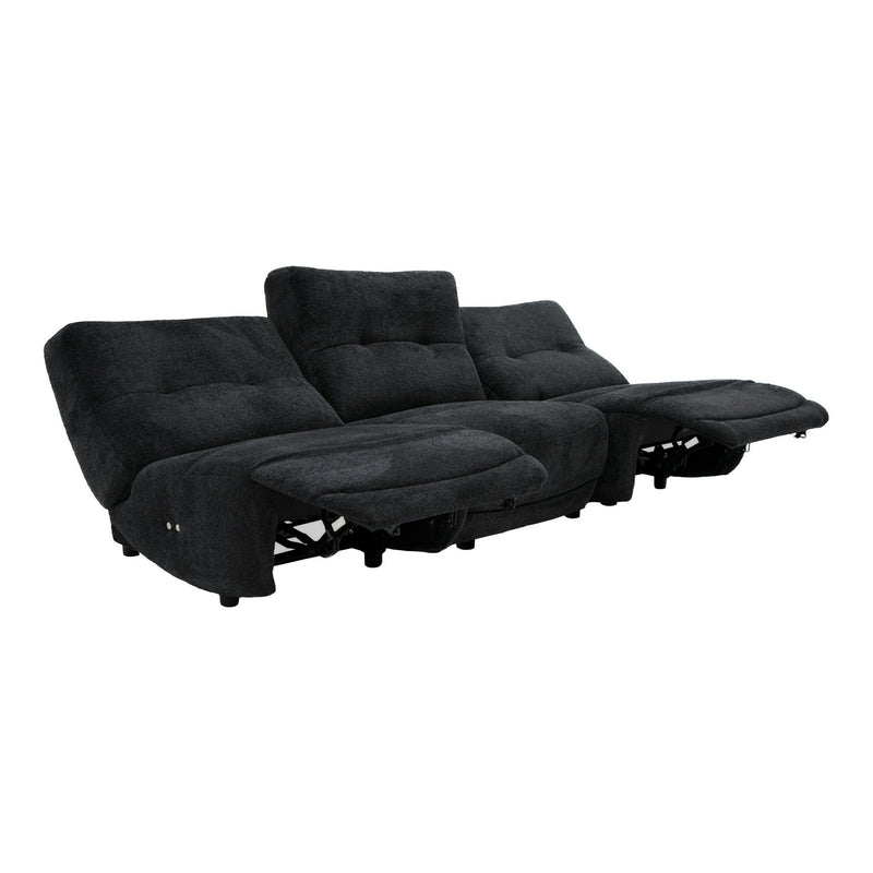 Basil - Modern Black Fabric Small Sofa With 3 Electric Recliners — view 3