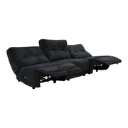 Basil - Modern Black Fabric Large Sofa With 3 Electric Recliners — view 2