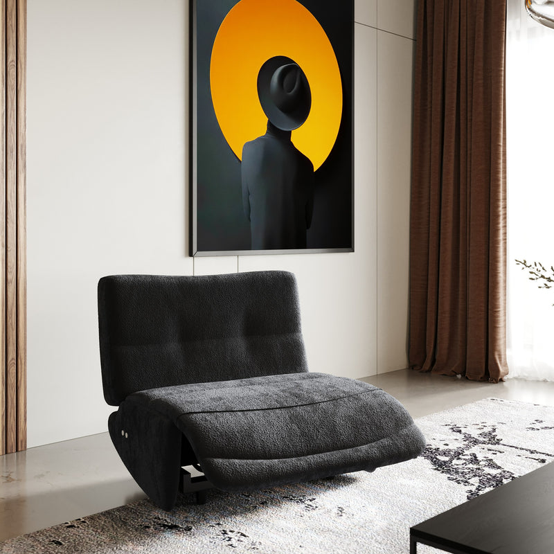 Basil - Modern Black Fabric Small Electric Recliner Chair — view 2