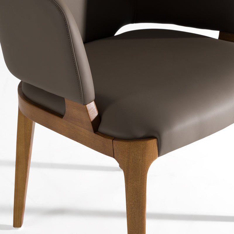 Baskin Brown and Walnut Arm Dining Chair — view 5
