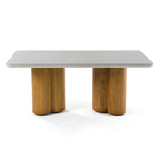 Bateman - Modern Faux Concrete + Walnut Dining Table