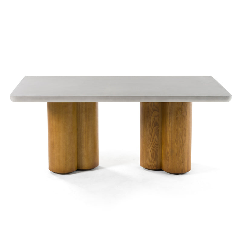 Bateman - Modern Faux Concrete + Walnut Dining Table