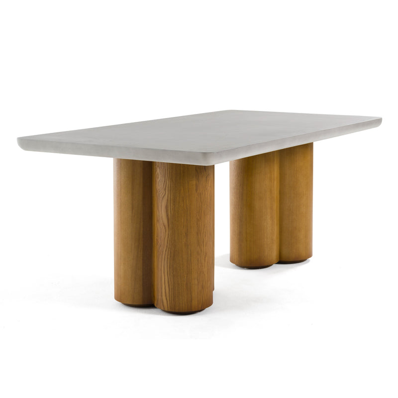 Bateman - Modern Faux Concrete + Walnut Dining Table — view 3