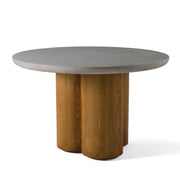 Bateman - Modern Faux Concrete + Walnut Round Dining Table — view 2