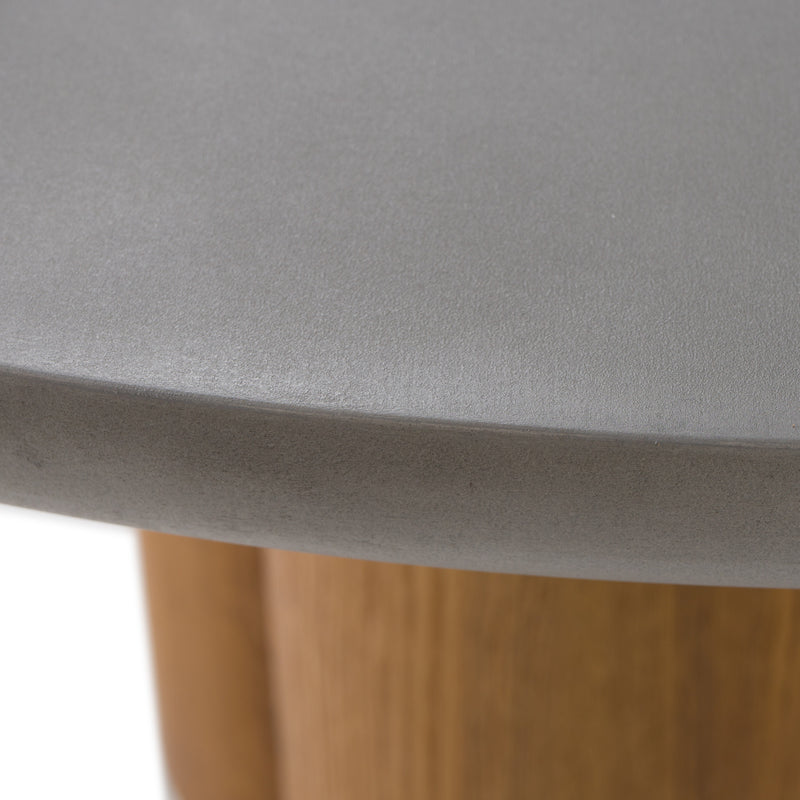 Bateman - Modern Faux Concrete + Walnut Round Dining Table — view 4