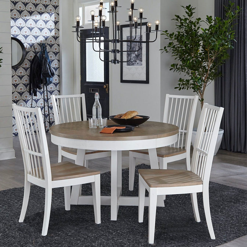 Americana Modern Dining - Round Dining Table With Extensions - Cotton