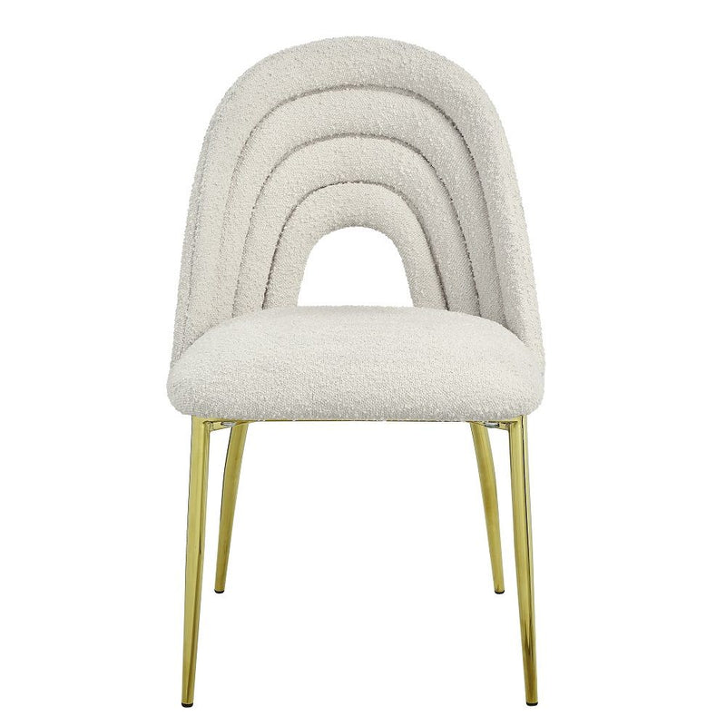 Fadri - Side Chair (Set of 2) - Teddy Sherpa & Mirrored Gold - R&R Furniture Gallery (Fountain Valley, CA)