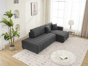 Urban Retreats Jessica Lamb Wool Sectional Sofa with Chaise, stationary living room furniture in soft wool upholstery.