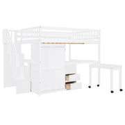 Loft Bed With Stairs, Bookshelf, Drawers, Desk & Wardrobe, Space Saving Multifunctional Furniture - R&R Furniture Gallery (Fountain Valley, CA)
