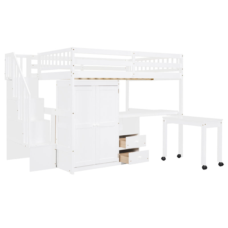 Loft Bed With Stairs, Bookshelf, Drawers, Desk & Wardrobe, Space Saving Multifunctional Furniture - R&R Furniture Gallery (Fountain Valley, CA)